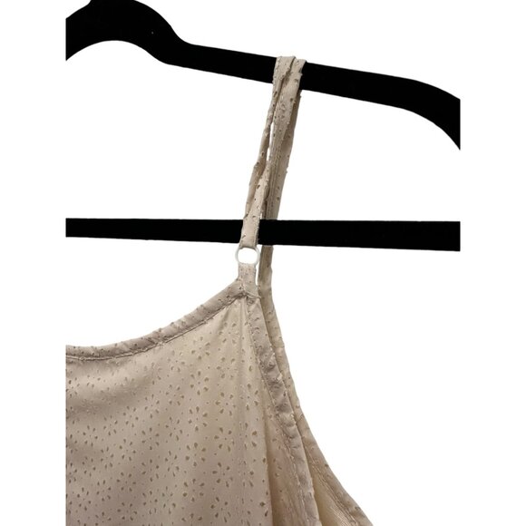 π 2/$30 Ivory Sundress with Adustable Straps, Pierced Upper & Lace Layers sz M - Picture 2 of 8